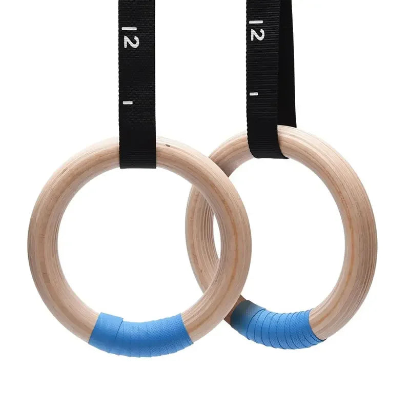 Wood Gymnastics Rings with Adjustable Straps (1 Pair) - Home Fitness Pull-Up Strength Training for Kids & Adults - Image 4