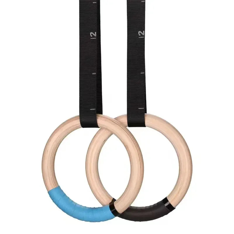 Wood Gymnastics Rings with Adjustable Straps (1 Pair) - Home Fitness Pull-Up Strength Training for Kids & Adults - Image 5