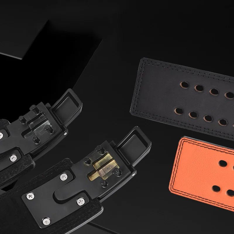 Fitness Strong Belt Squat Training Hard Pull Cowhide Powerlifting Belt Lever Buckle Weightlifting Strength Belt Waist Protector - Image 12