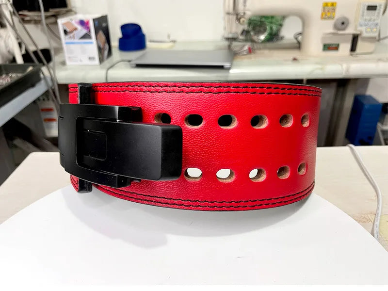 Fitness Strong Belt Squat Training Hard Pull Cowhide Powerlifting Belt Lever Buckle Weightlifting Strength Belt Waist Protector - Image 9