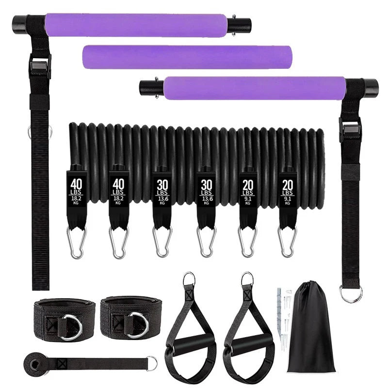 Portable Pilates Bar Set with Resistance Bands for Home Fitness - Total Body Workouts, Chest Expansion, Back Training, and Body Stretch - Image 2
